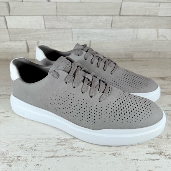Cole Haan Men's 8M GrandPrø Rally Laser Cut Nubuck Sneakers Ironstone Gray NEW - Picture 1 of 11